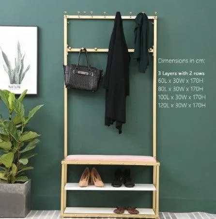 Coat Rack with Hooks and Shoe Bench | TRINA