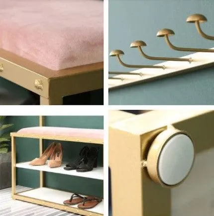 Coat Rack with Hooks and Shoe Bench | TRINA