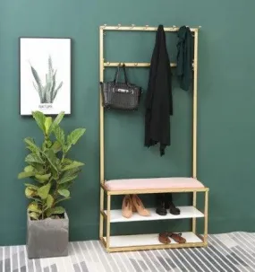 Coat Rack with Hooks and Shoe Bench | TRINA