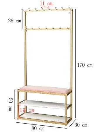 Coat Rack with Hooks and Shoe Bench | TRINA