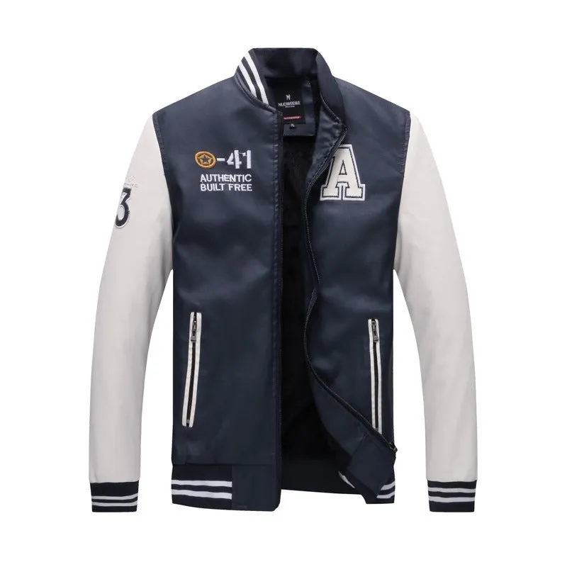 Collar Men's Leather Jacket Fashion Casual