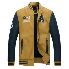 Collar Men's Leather Jacket Fashion Casual
