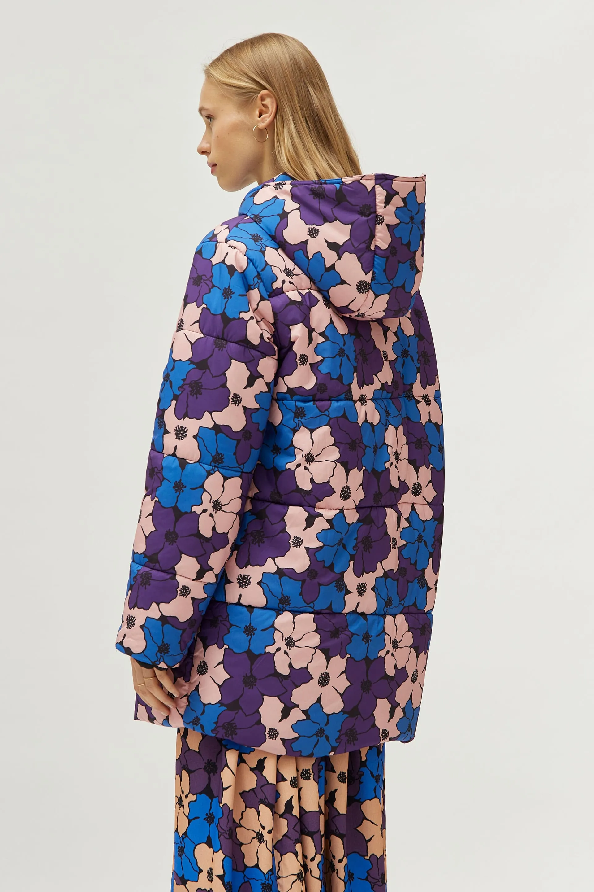 Compania Fantastica Camille Floral Print Quilted Coat