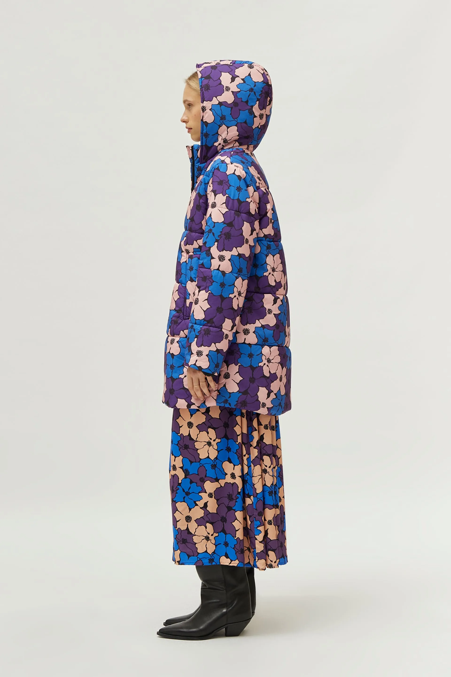 Compania Fantastica Camille Floral Print Quilted Coat