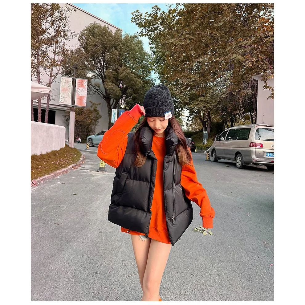 Cotton Cropped Puffer Jacket Vest