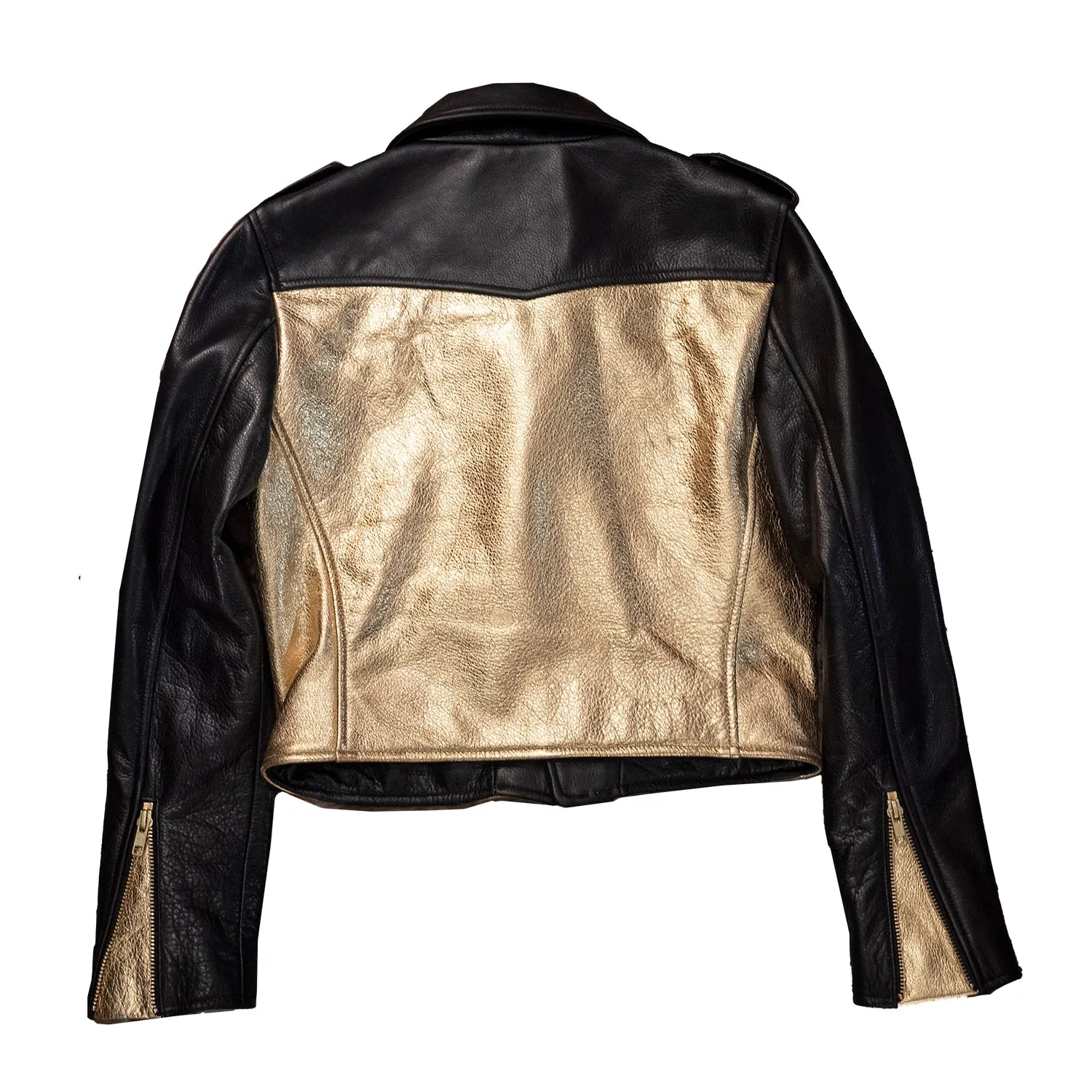 CROPPED BOWERY JACKET - Gold Metallic & Black