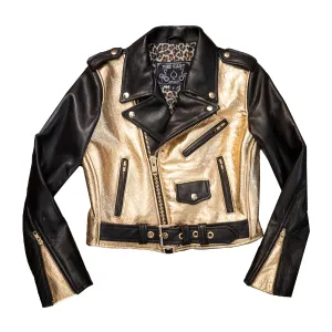 CROPPED BOWERY JACKET - Gold Metallic & Black