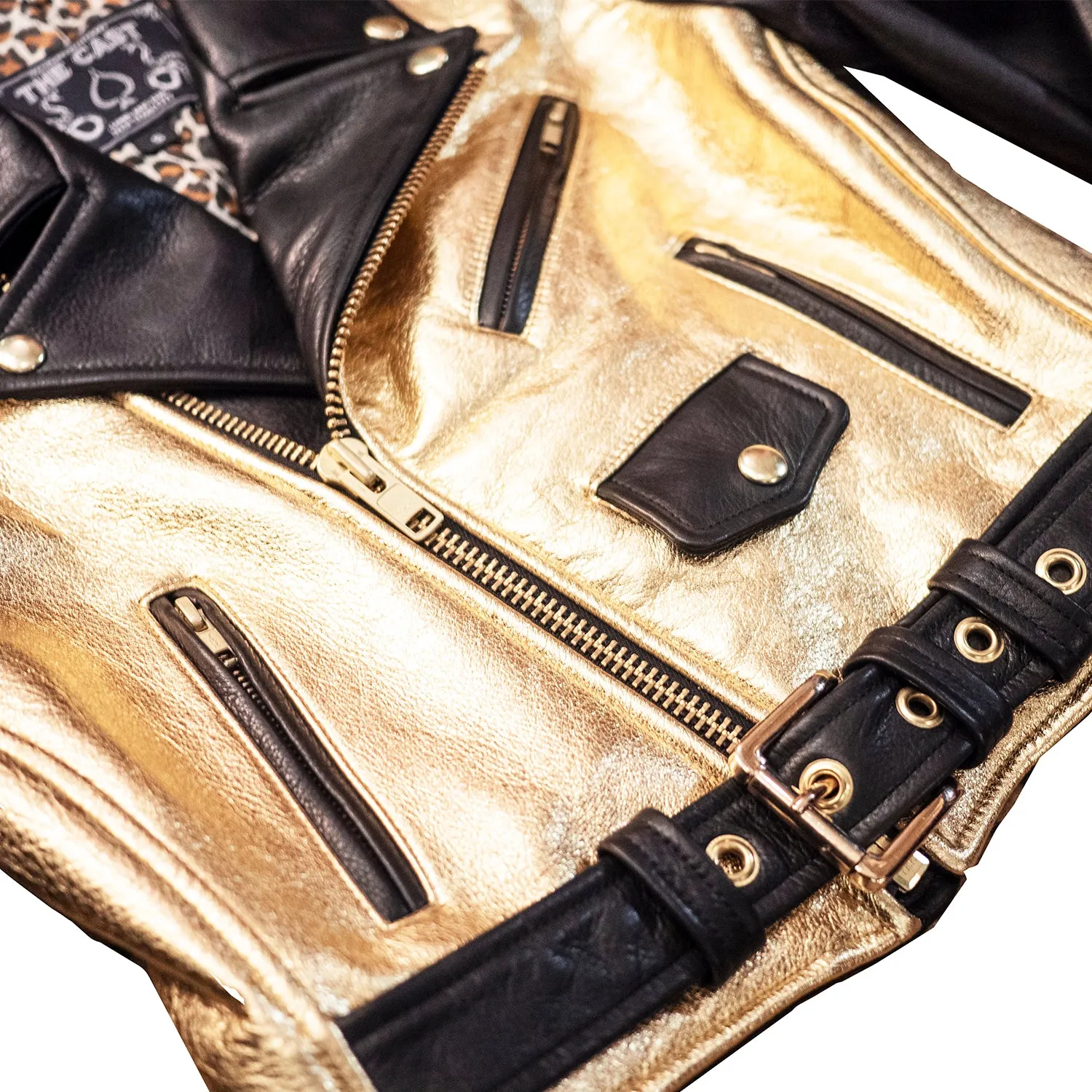 CROPPED BOWERY JACKET - Gold Metallic & Black