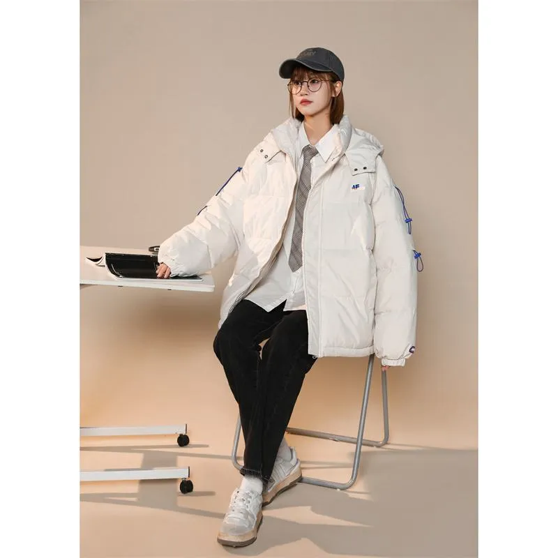 Cropped Loose Fit Hooded Puffer Jacket