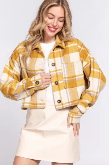 Cropped Plaid Jacket - Assorted Colours