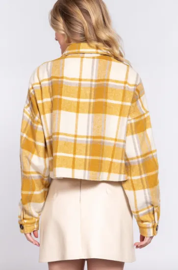 Cropped Plaid Jacket - Assorted Colours