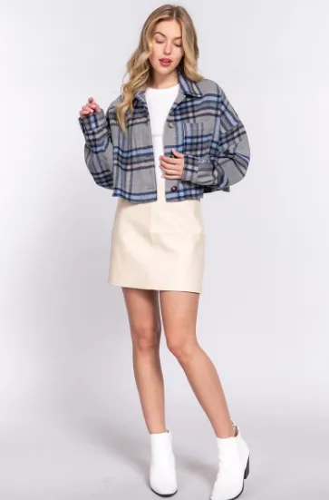 Cropped Plaid Jacket - Assorted Colours