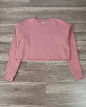 Distracted - Women's Cropped Crew Fleece Sweater in Mauve