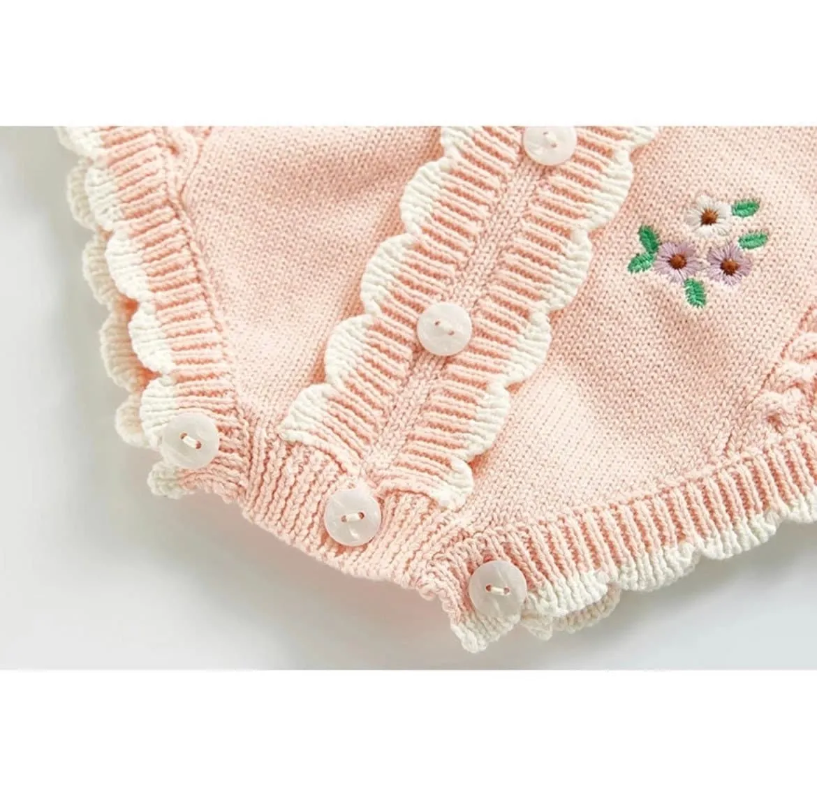 Emmaline Baby Girls Embroidered Cardigan Romper