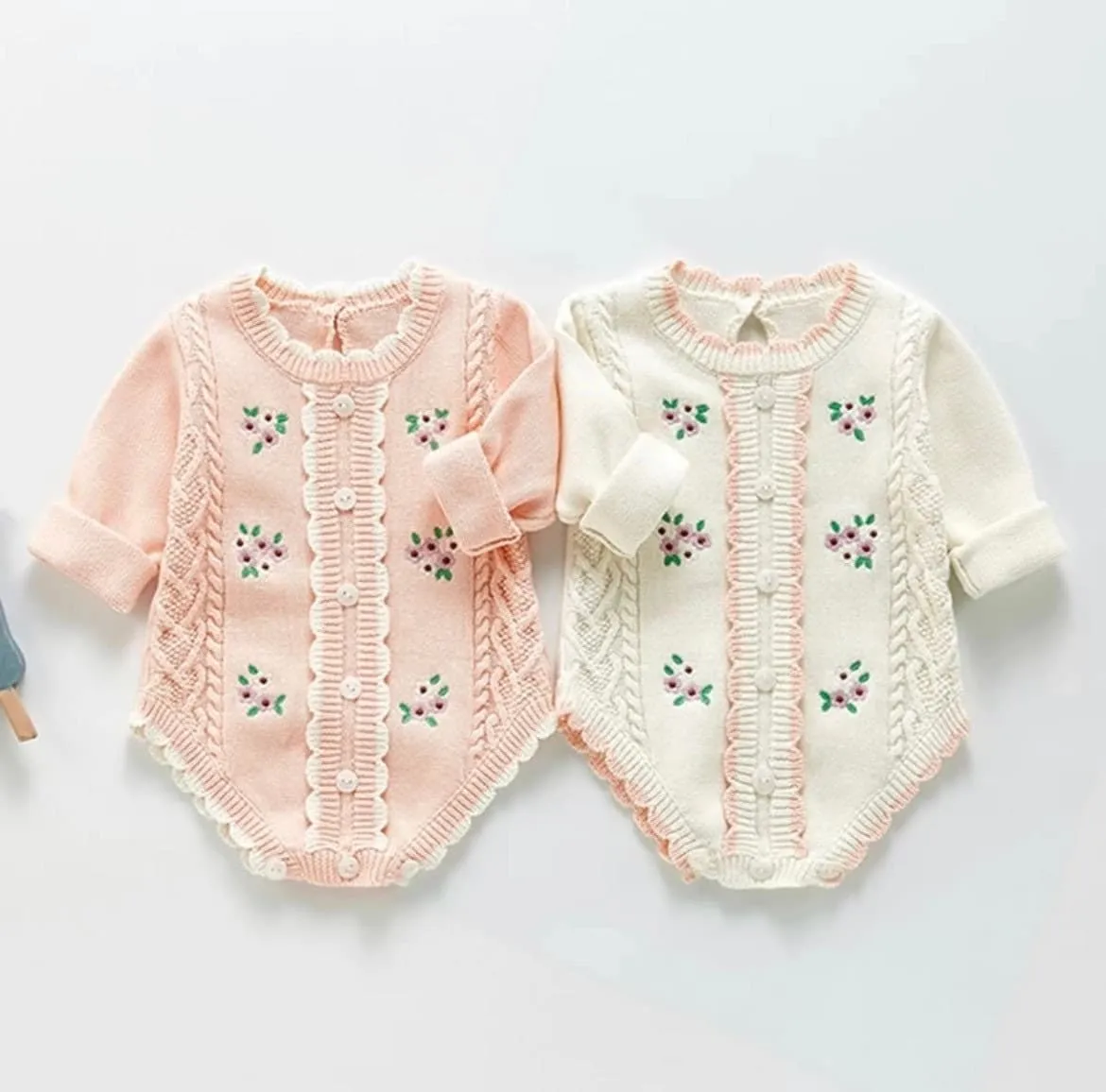 Emmaline Baby Girls Embroidered Cardigan Romper
