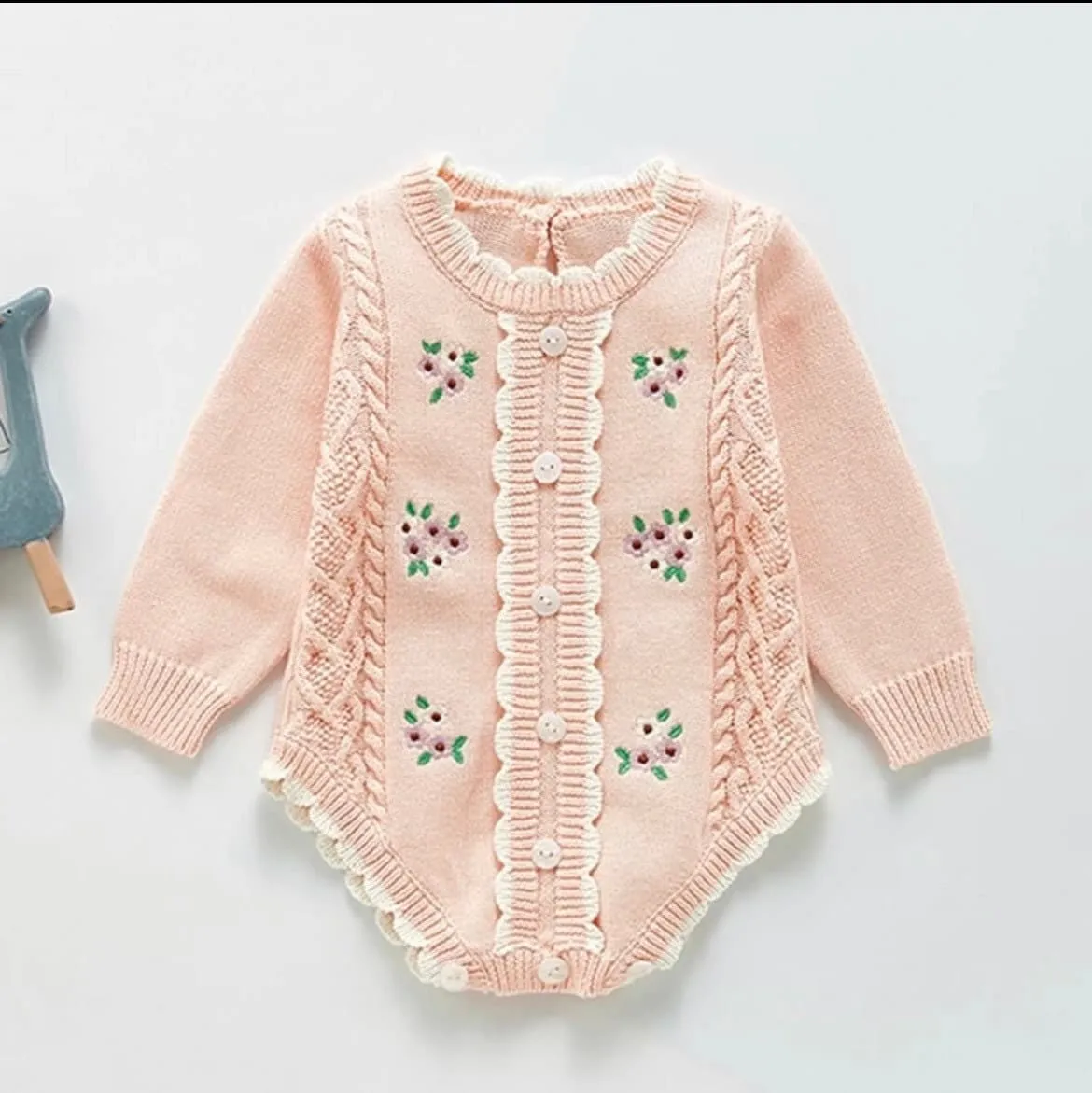 Emmaline Baby Girls Embroidered Cardigan Romper