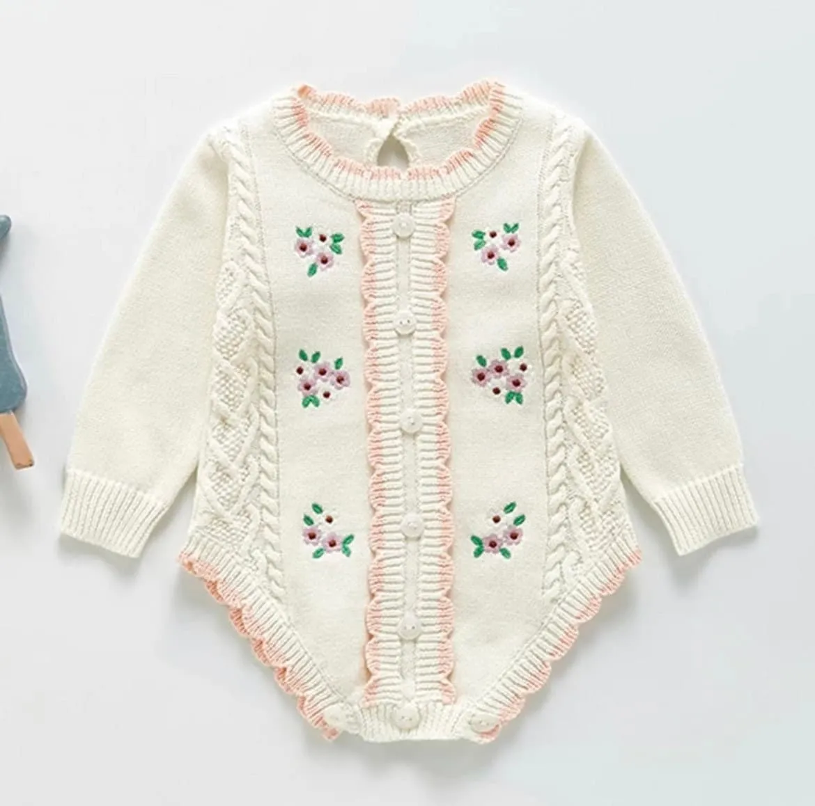 Emmaline Baby Girls Embroidered Cardigan Romper