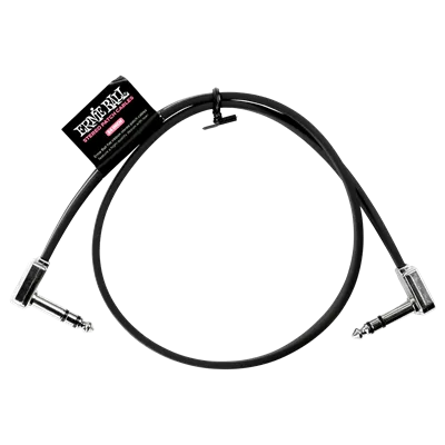 Ernie Ball 24" Flat Ribbon Stereo Patch Cable Black Single