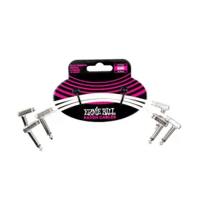 Ernie Ball 6inch Flat Pancake Patch Cable 3 Pack - White