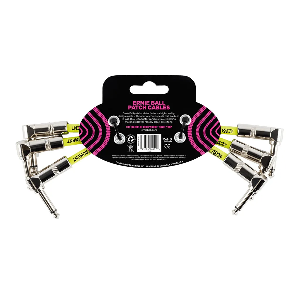 Ernie Ball E6051 6" Angle/Angle Patch Cable 3-Pack -  White | Instrument Cables | P06051