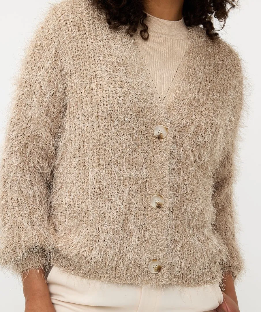 ESQUALO CARDIGAN SHORT HAIRY SAND