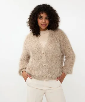 ESQUALO CARDIGAN SHORT HAIRY SAND