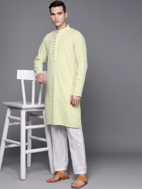 Ethnic Motifs Embroidered Chikankari Pure Cotton Kurta with Trousers
