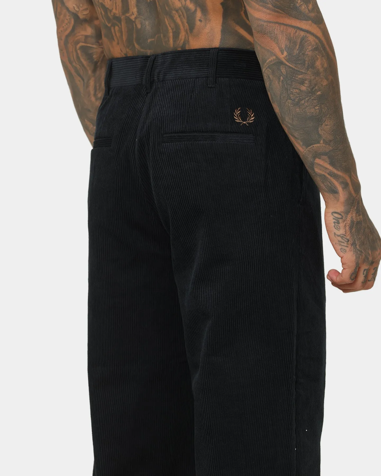 Fred Perry Cropped Corduroy Trousers Navy