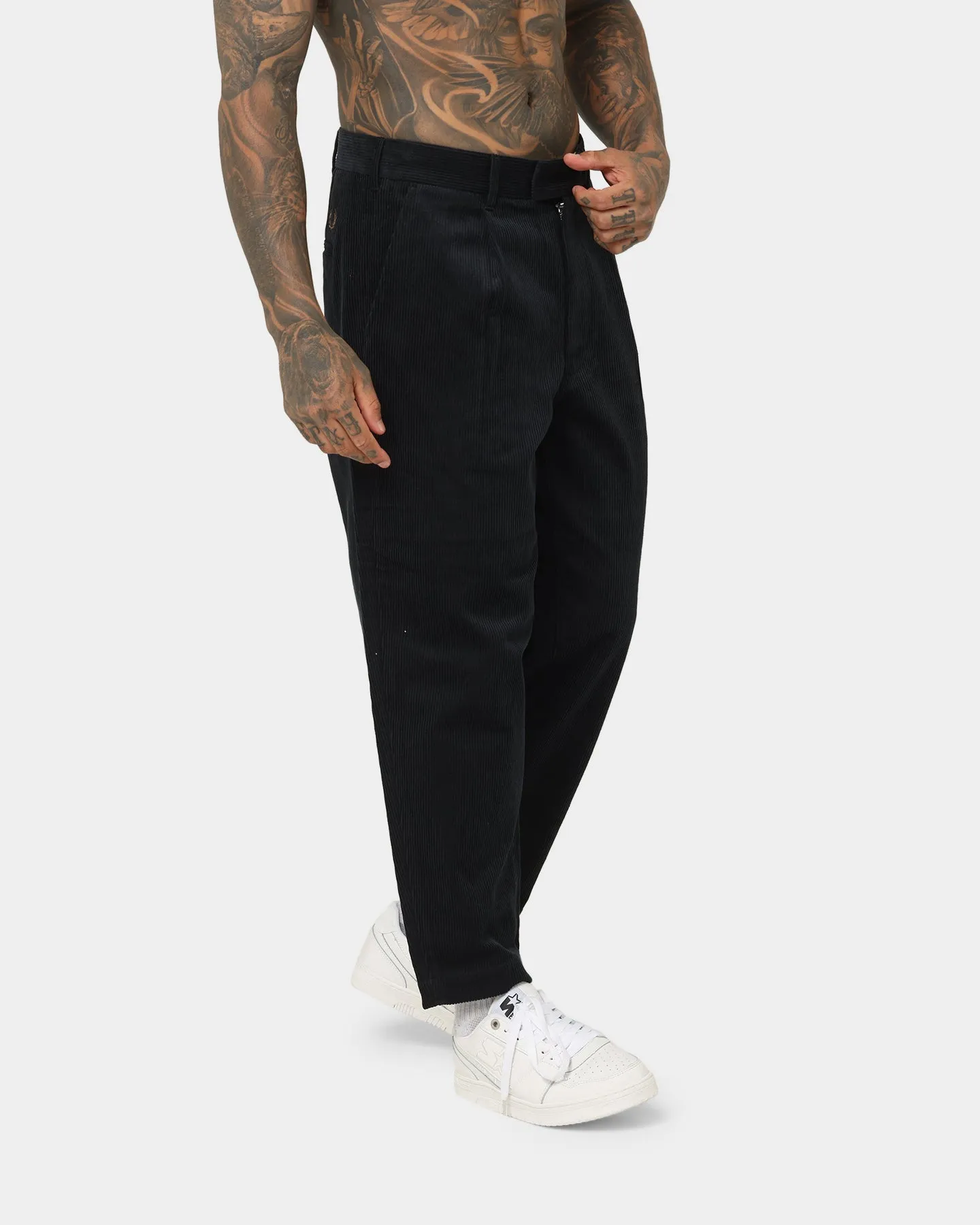 Fred Perry Cropped Corduroy Trousers Navy