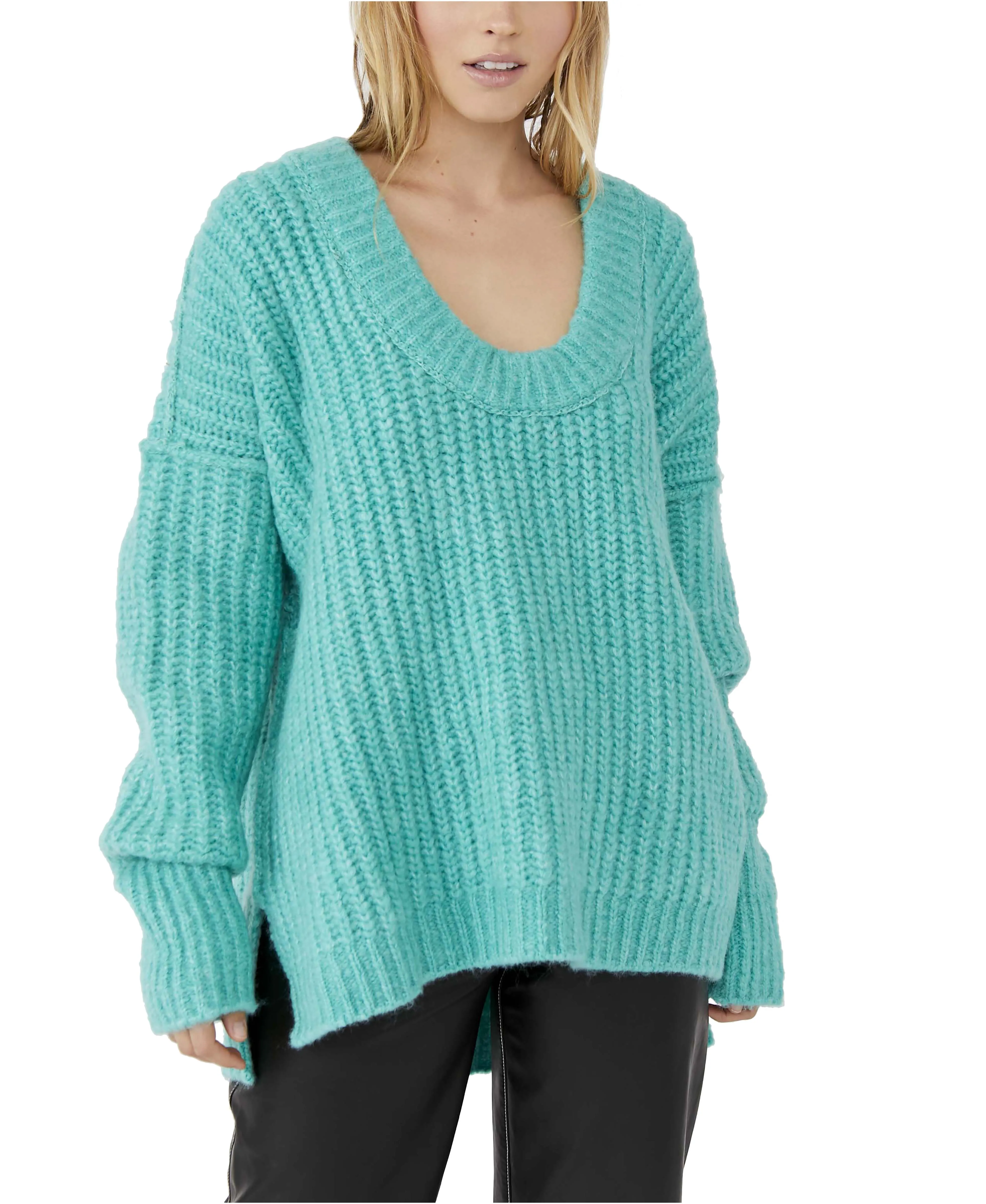Free People Blue Bell V Neck Sweater