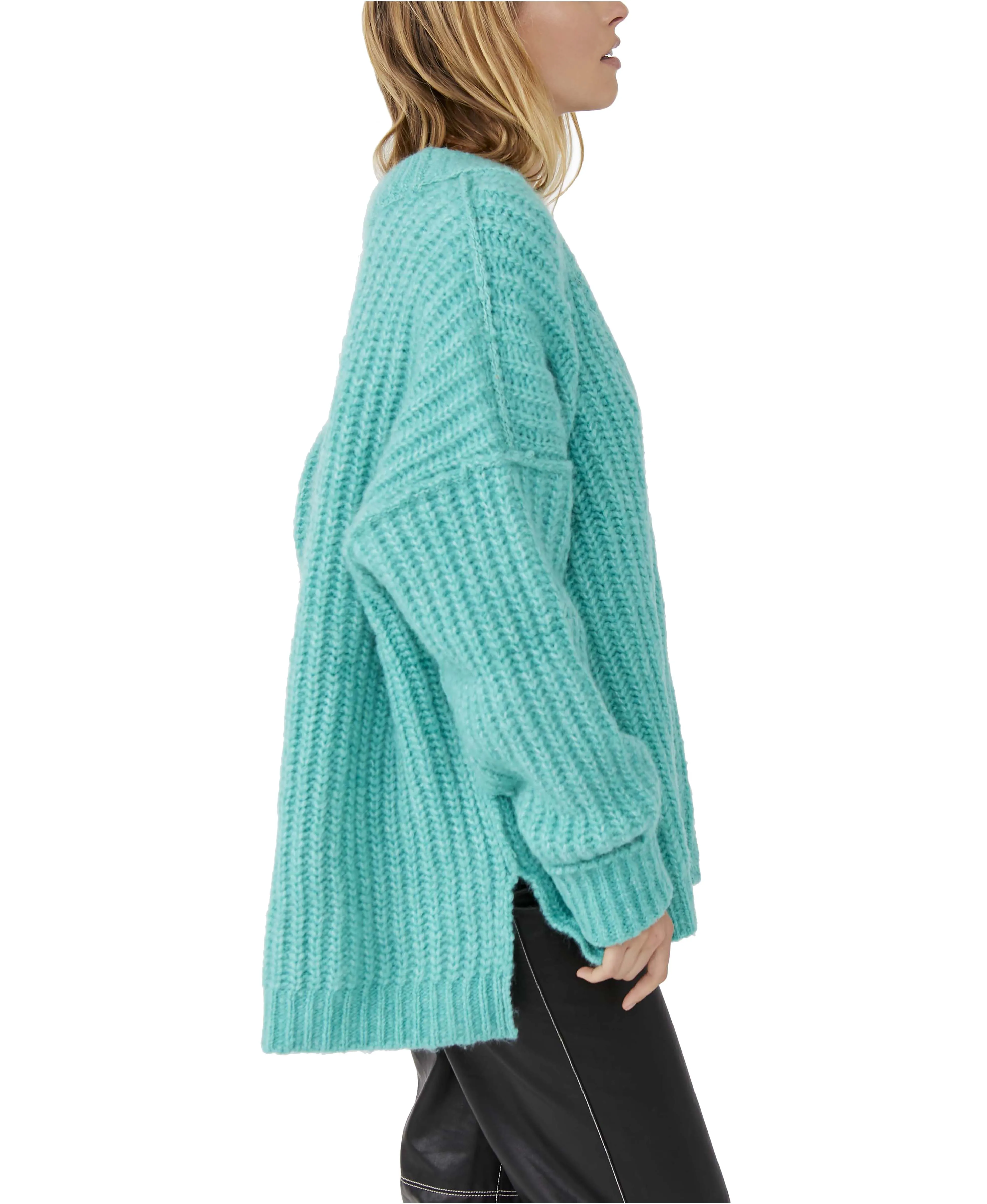 Free People Blue Bell V Neck Sweater