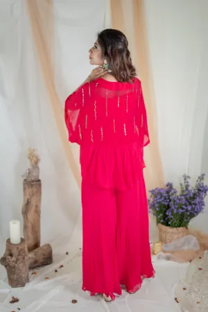 Fuchsia Jumpsuit with Kimono Jacket