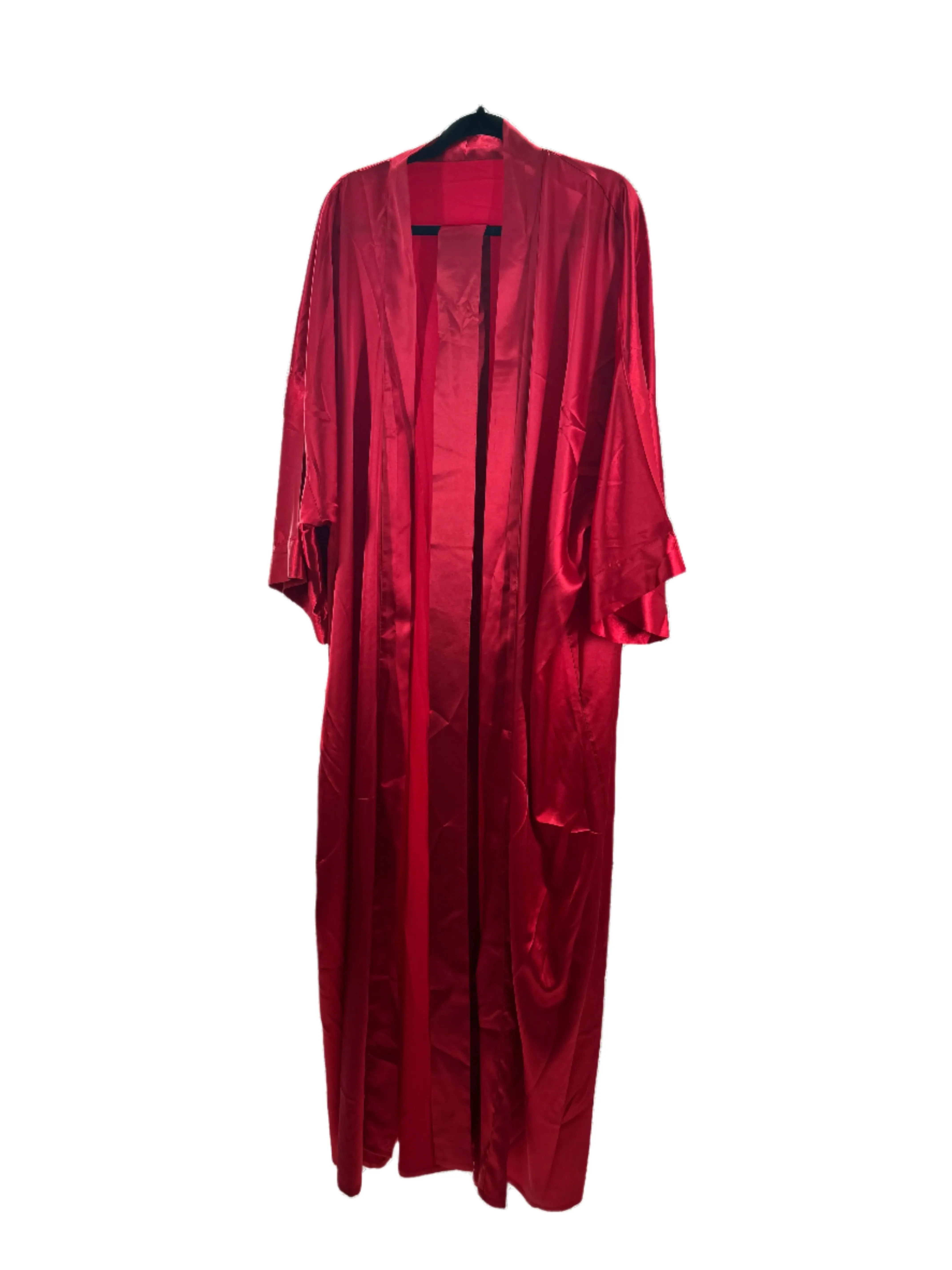 FULL LENGTH KIMONO ROBE in RED SATIN