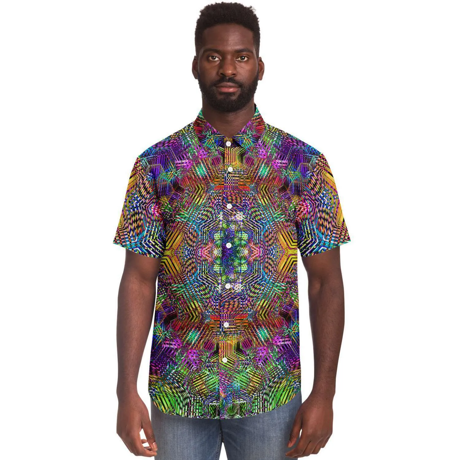 Geometric Madness Button Shirt | yantrart