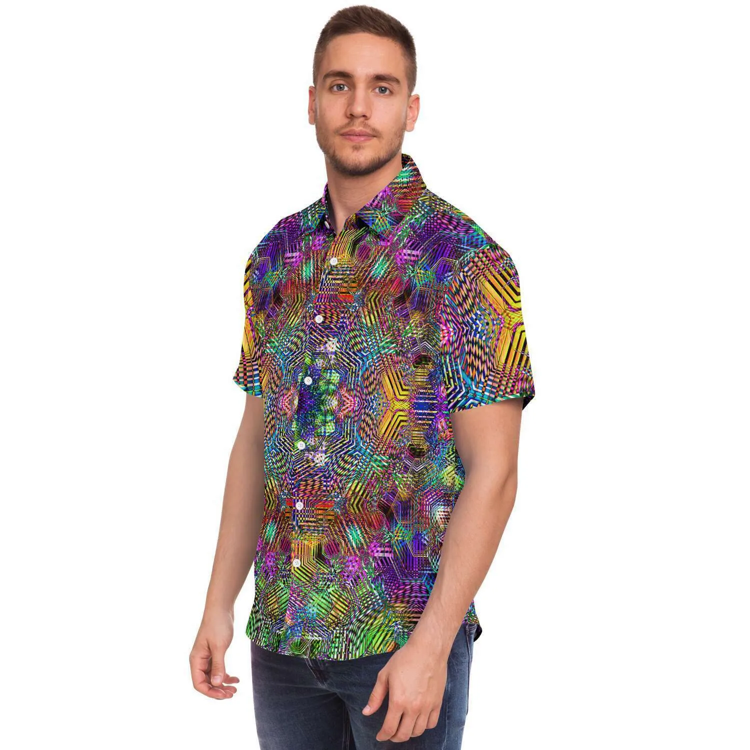 Geometric Madness Button Shirt | yantrart