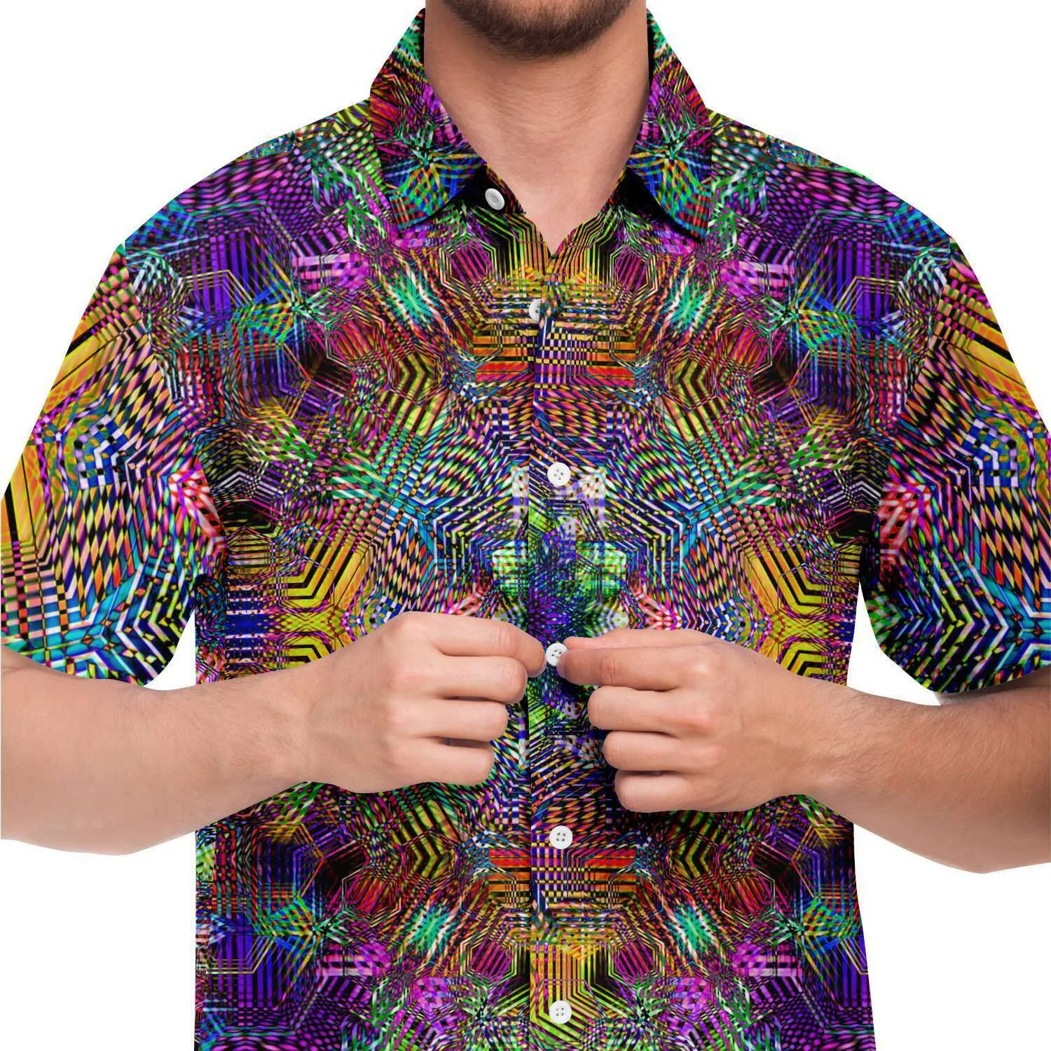 Geometric Madness Button Shirt | yantrart