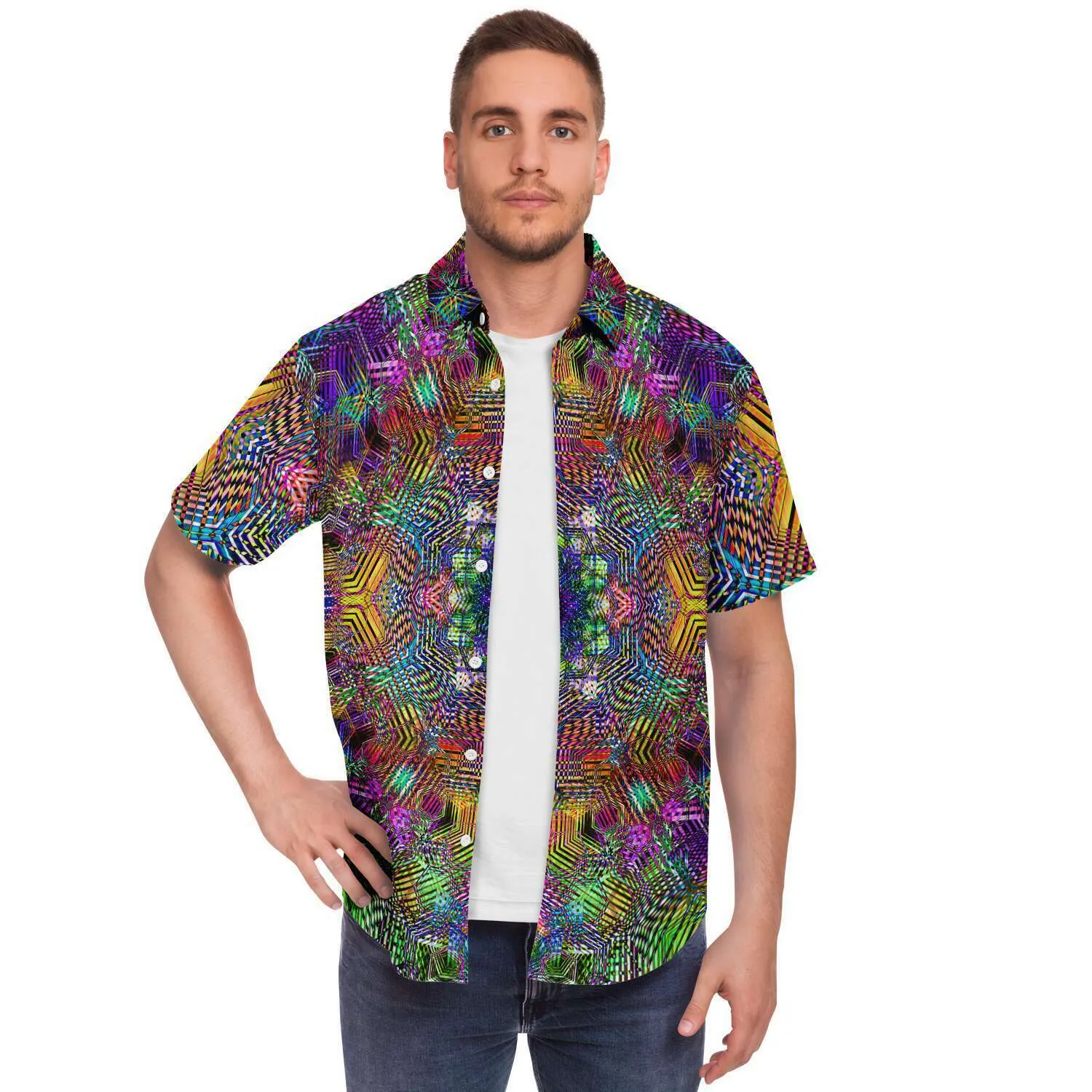 Geometric Madness Button Shirt | yantrart