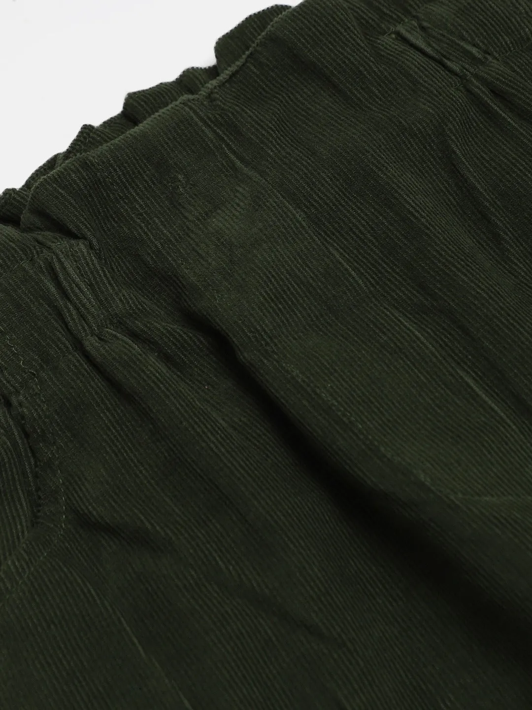 Girls Olive Corduroy Paper Bag Pants