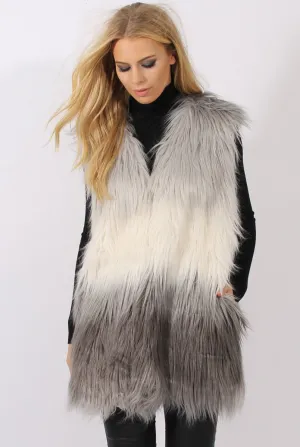 Grey Gradient Faux Fur Gilet - Emerson
