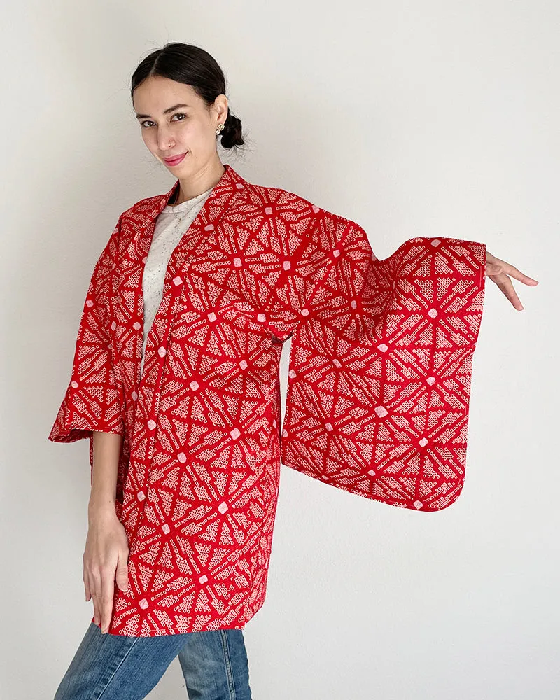 Hemp Leaf Textile Shibori Haori Kimono Jacket