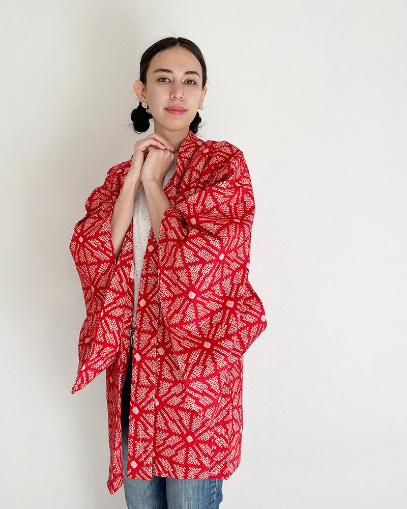 Hemp Leaf Textile Shibori Haori Kimono Jacket