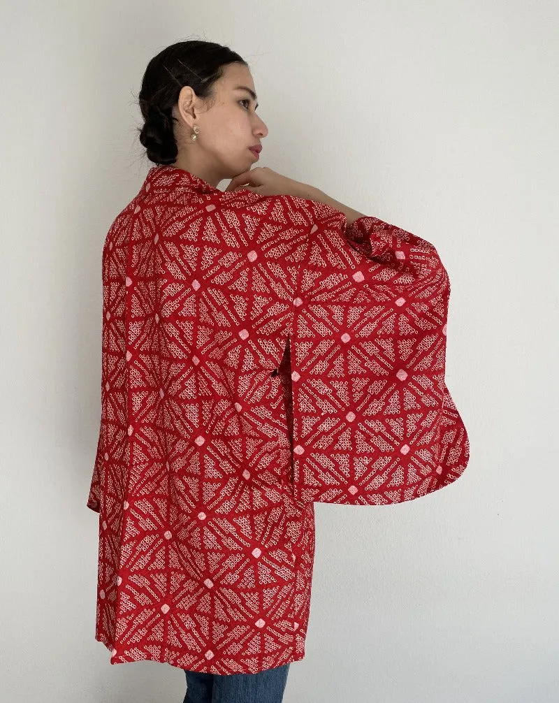 Hemp Leaf Textile Shibori Haori Kimono Jacket