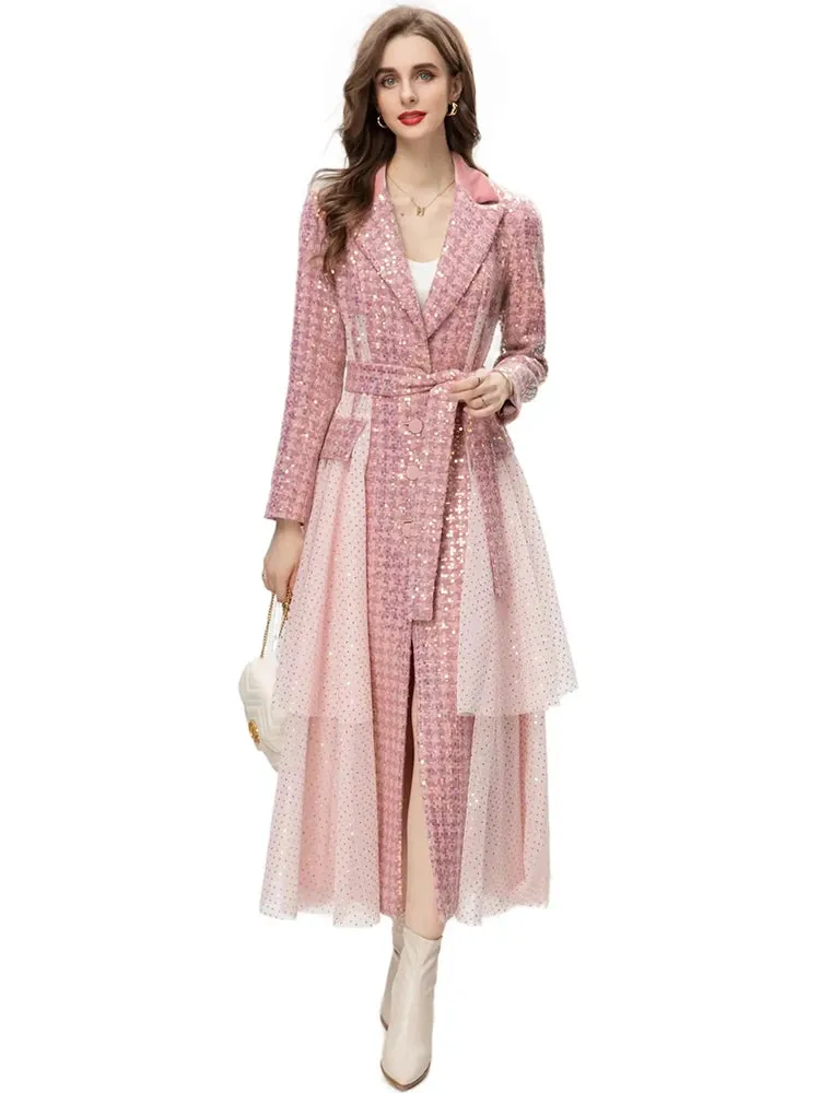 HEYFANCYSTYLE Pink Lace Majesty Tweed Coat