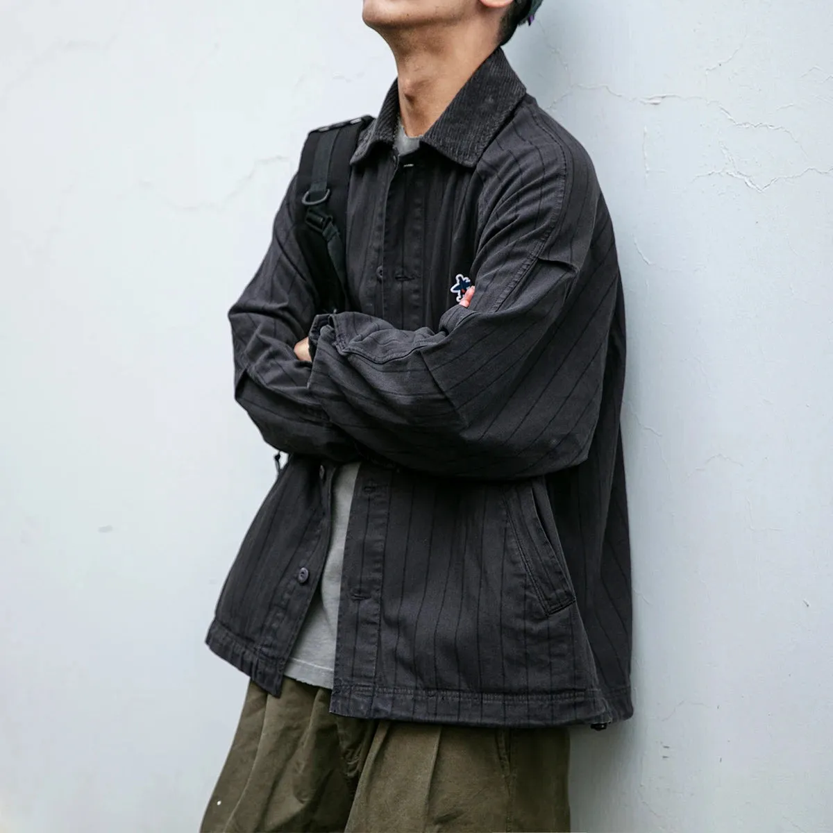 High Quality Cotton Batik Striped Shirt - Casual Cargo Coat with Long Sleeve