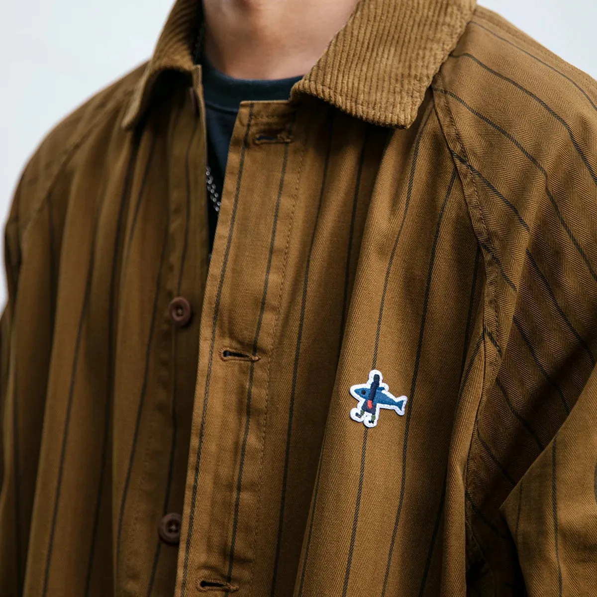 High Quality Cotton Batik Striped Shirt - Casual Cargo Coat with Long Sleeve