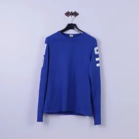 Hollister California Mens XL Long Sleeved Shirt Blue Cotton Stretch Henley Top