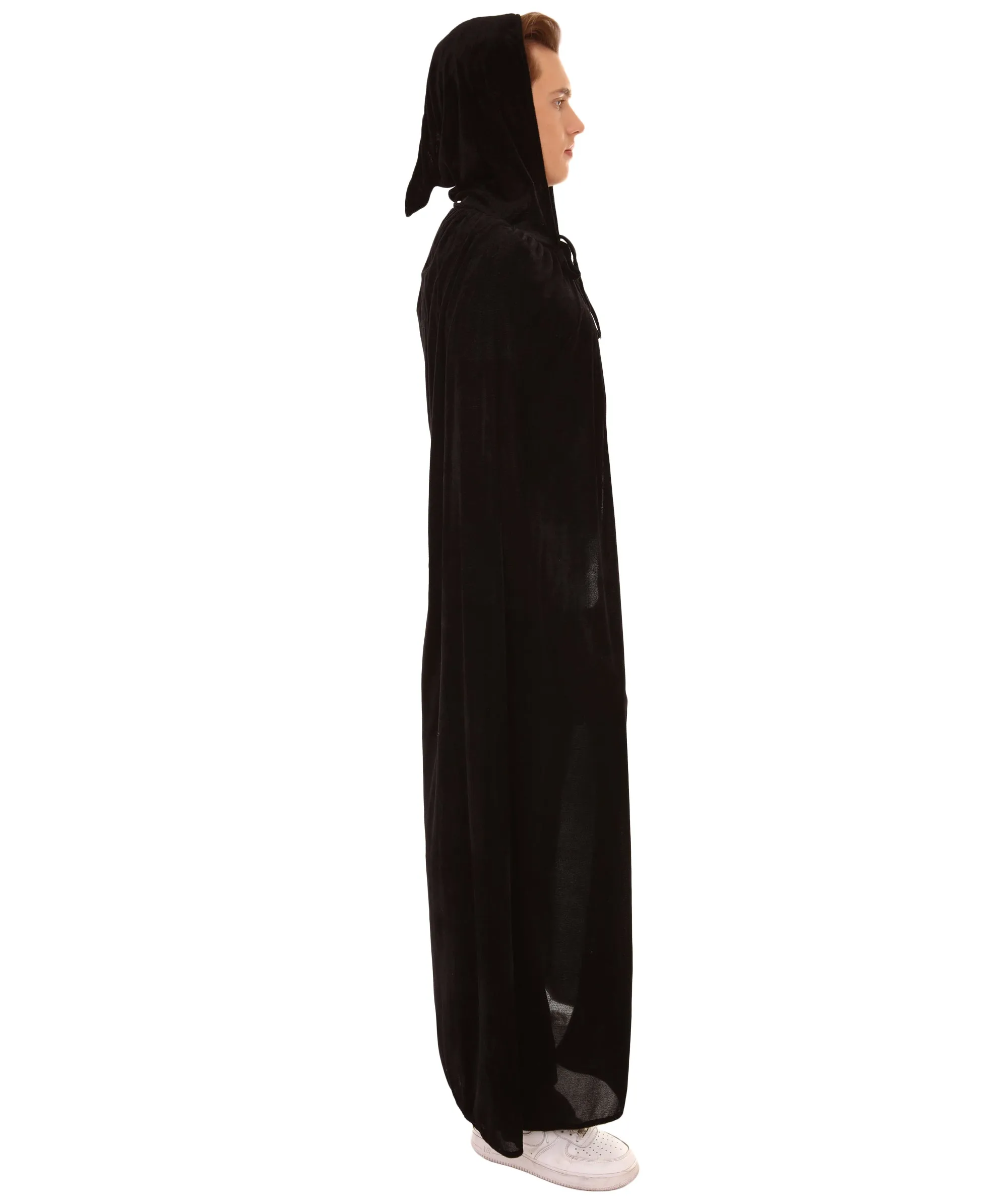 HPO Adult Men's Grim Reaper Hooded Cape Costume | Black Halloween Costume | Perfect for Cosplay | Flame-retardant Synthetic Fabric