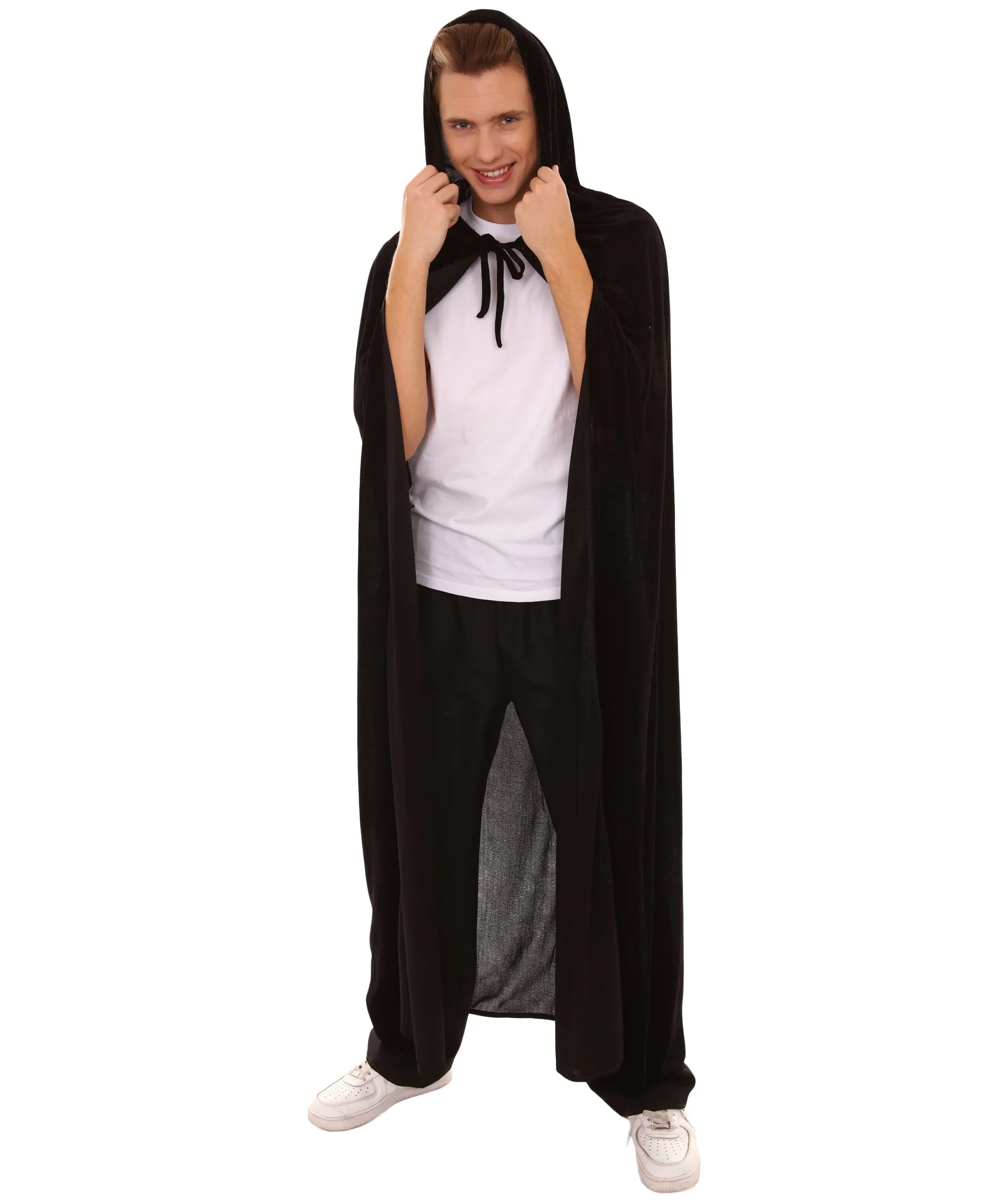 HPO Adult Men's Grim Reaper Hooded Cape Costume | Black Halloween Costume | Perfect for Cosplay | Flame-retardant Synthetic Fabric