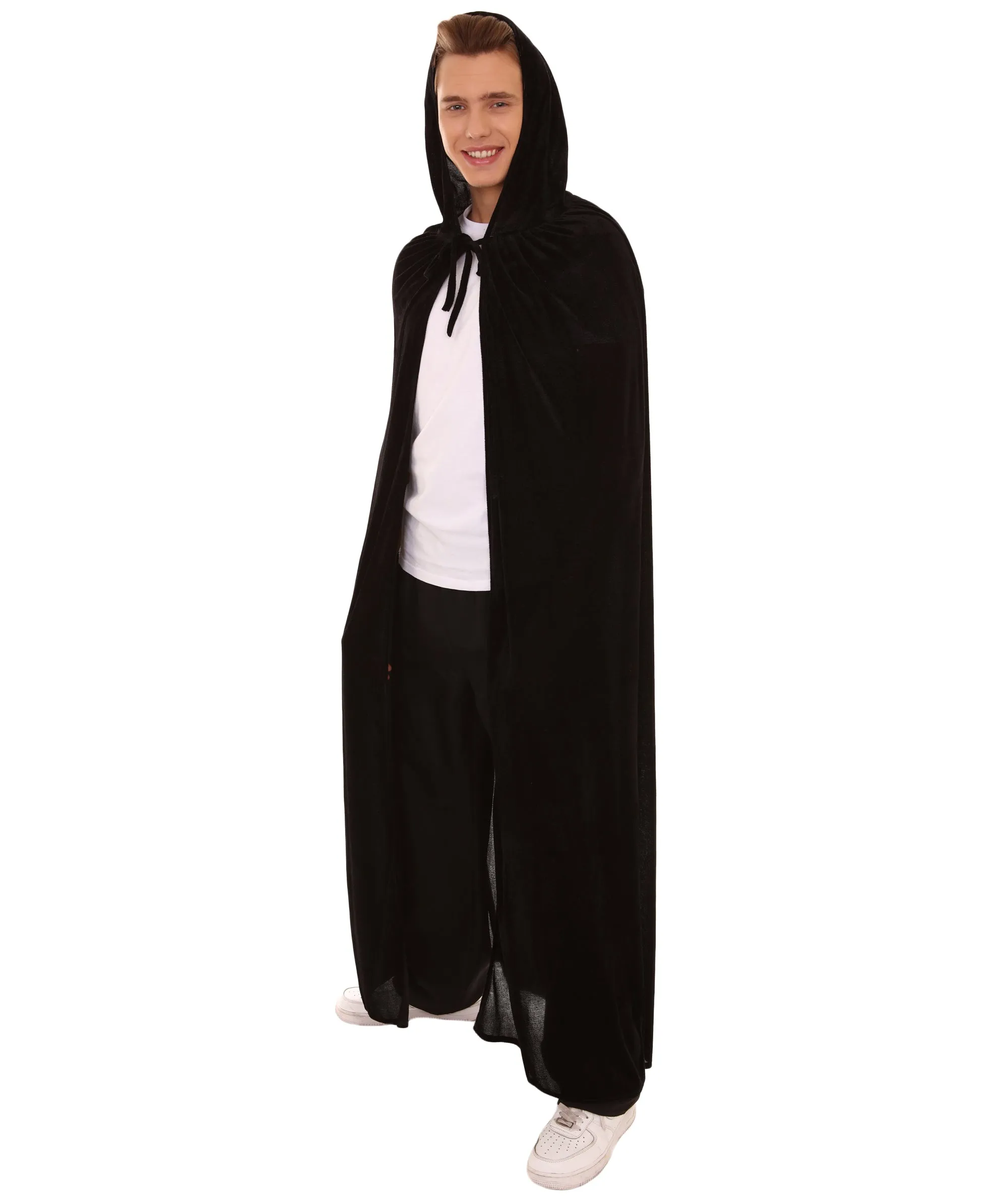 HPO Adult Men's Grim Reaper Hooded Cape Costume | Black Halloween Costume | Perfect for Cosplay | Flame-retardant Synthetic Fabric