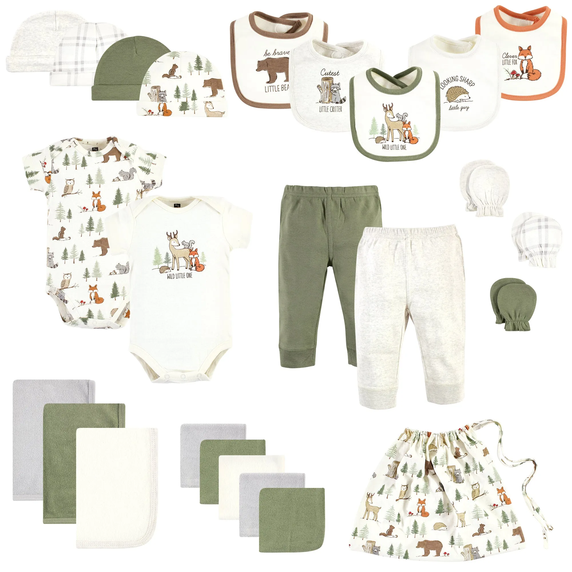 Hudson Baby Layette Baby Starter Set 25pc, Forest Animals